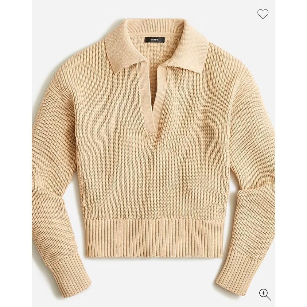 2X, J.Crew beige/tan collared cotton beach sweater. Like new condition!